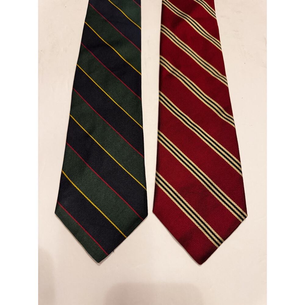 Lot Of 2 Ashford And Brooks Silk Regimental Stripe Tie London Preppy Trad